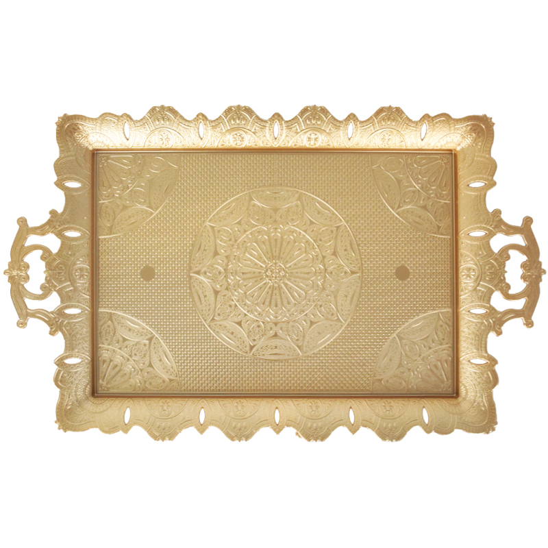 PLATEAU DECO PLASTIQUE 52X32 CM MODELE OR