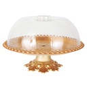 BOITE A GATEAU PLASTIQUE AVEC COUVERCLE TRANSPARENT ET PIED 29X21 CM MODELE OR