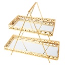 PRESENTOIR DECO METAL 2 NIVEAUX 28X17X30 CM MODELE OR