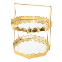 PRESENTOIR DECO METAL 2 NIVEAUX 25X25X30 CM MODELE OR