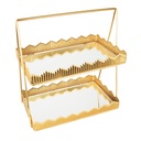 PRESENTOIR DECO METAL 2 NIVEAUX 28X17X30 CM MODELE OR