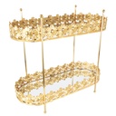 PRESENTOIR DECO METAL 2 NIVEAUX 32X13X26 CM MODELE OR 