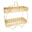 PRESENTOIR DECO METAL 2 NIVEAUX 32X13X38 CM MODELE OR 