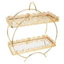 PRESENTOIR DECO METAL 2 NIVEAUX 32X13X38 CM MODELE OR 