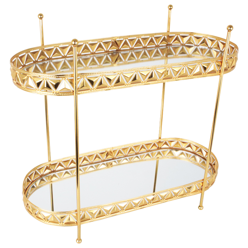 PRESENTOIR DECO METAL 2 NIVEAUX 32X15X35 CM MODELE OR 