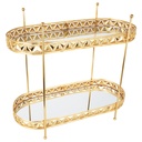 PRESENTOIR DECO METAL 2 NIVEAUX 32X15X35 CM MODELE OR 