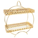 PRESENTOIR DECO METAL 2 NIVEAUX 32X13X38 CM MODELE OR 