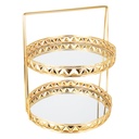 PRESENTOIR DECO METAL 2 NIVEAUX 26X30 CM MODELE OR 