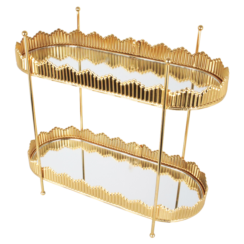 PRESENTOIR DECO METAL 2 NIVEAUX 32X15X35 CM MODELE OR 