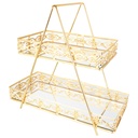 PRESENTOIR DECO METAL 2 NIVEAUX 32X35X15 CM MODELE OR