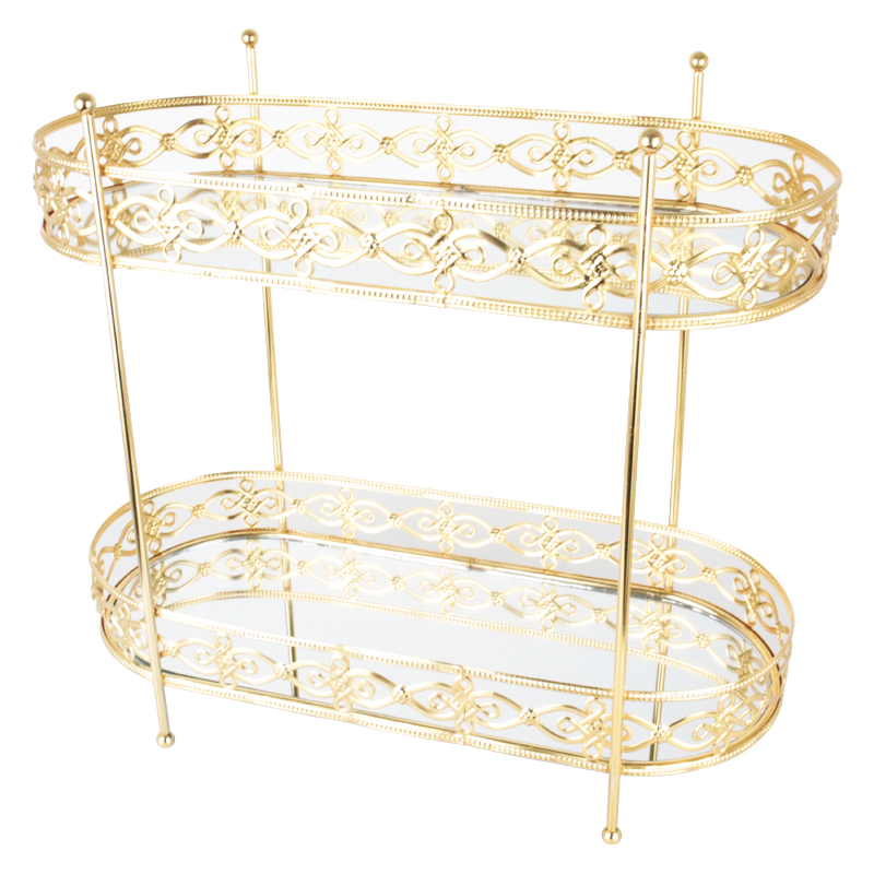 PRESENTOIR DECO METAL 2 NIVEAUX 32X26X13 CM MODELE OR
