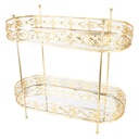 PRESENTOIR DECO METAL 2 NIVEAUX 32X26X13 CM MODELE OR