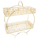 PRESENTOIR DECO METAL 2 NIVEAUX 38X32X13 CM MODELE OR