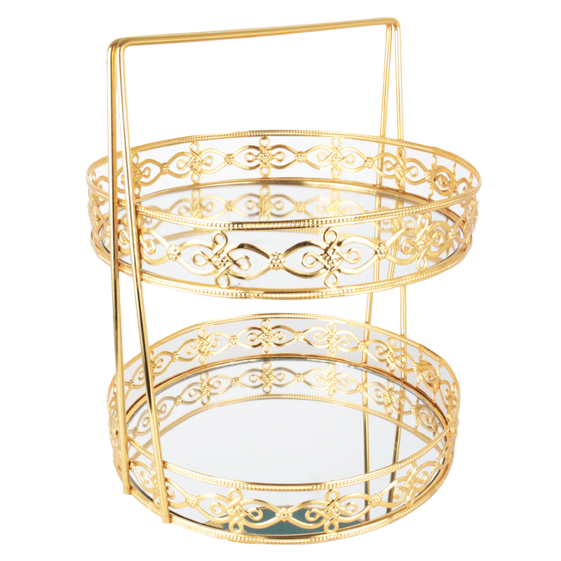 PRESENTOIR DECO METAL 2 NIVEAUX 30X25 CM MODELE OR