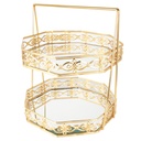 PRESENTOIR DECO METAL 2 NIVEAUX 30X25 CM MODELE OR