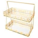 PRESENTOIR DECO METAL 2 NIVEAUX 35X32X15 CM MODELE OR