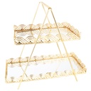 PRESENTOIR DECO METAL 2 NIVEAUX 35X32X15 CM MODELE OR