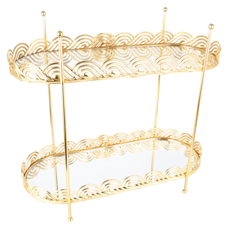 PRESENTOIR DECO METAL 2 NIVEAUX 35X32X15 CM MODELE OR