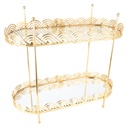 PRESENTOIR DECO METAL 2 NIVEAUX 35X32X15 CM MODELE OR