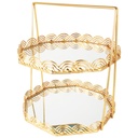 PRESENTOIR DECO METAL 2 NIVEAUX 31X25 CM MODELE OR