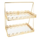 PRESENTOIR DECO METAL 2 NIVEAUX 31X28X18 CM MODELE OR
