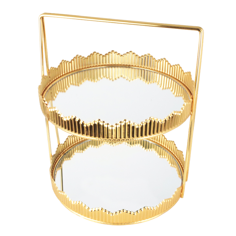 PRESENTOIR DECO METAL 2 NIVEAUX 31X25 CM MODELE OR