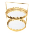 PRESENTOIR DECO METAL 2 NIVEAUX 31X25 CM MODELE OR