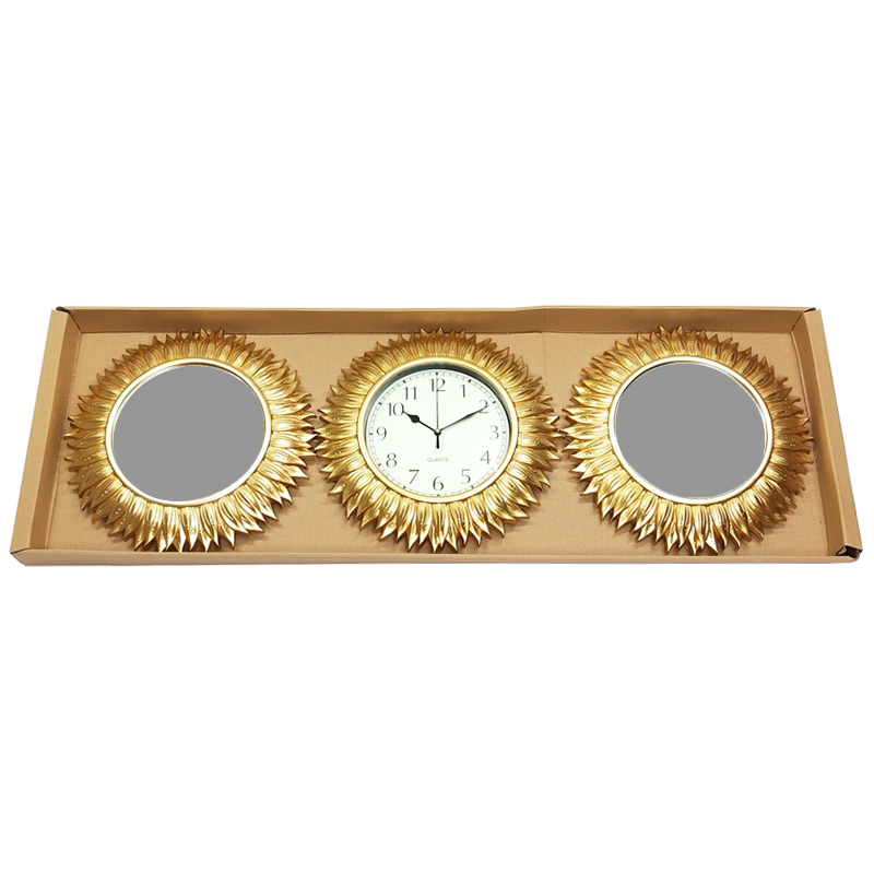 Set Horloge + Mirroirs 3 pièces 30 cm Modèle OR