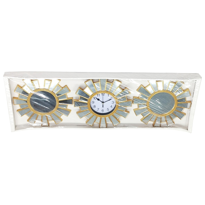Set Horloge + Mirroirs 3 pièces 25 cm Modèle OR