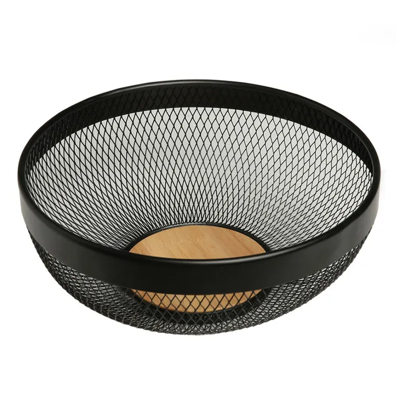 Bol à fruit métal 29x12 cm couleur Noire fond Bamboo