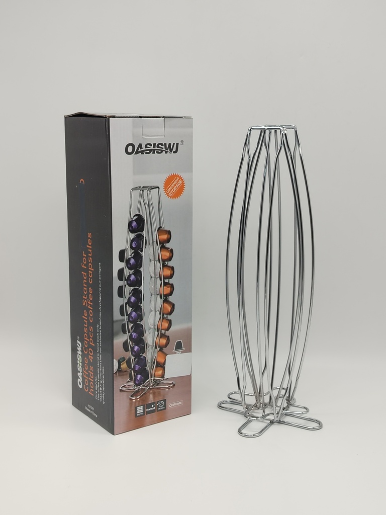 Support à capsules EXPRESSO (Compatible Nespresso) métal inox 38x14 cm
