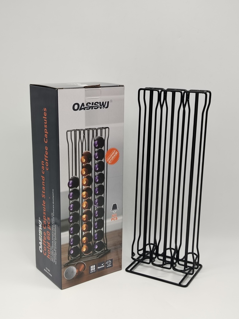 Support à capsules EXPRESSO (Compatible Nespresso) métal noir 36x13x10 cm