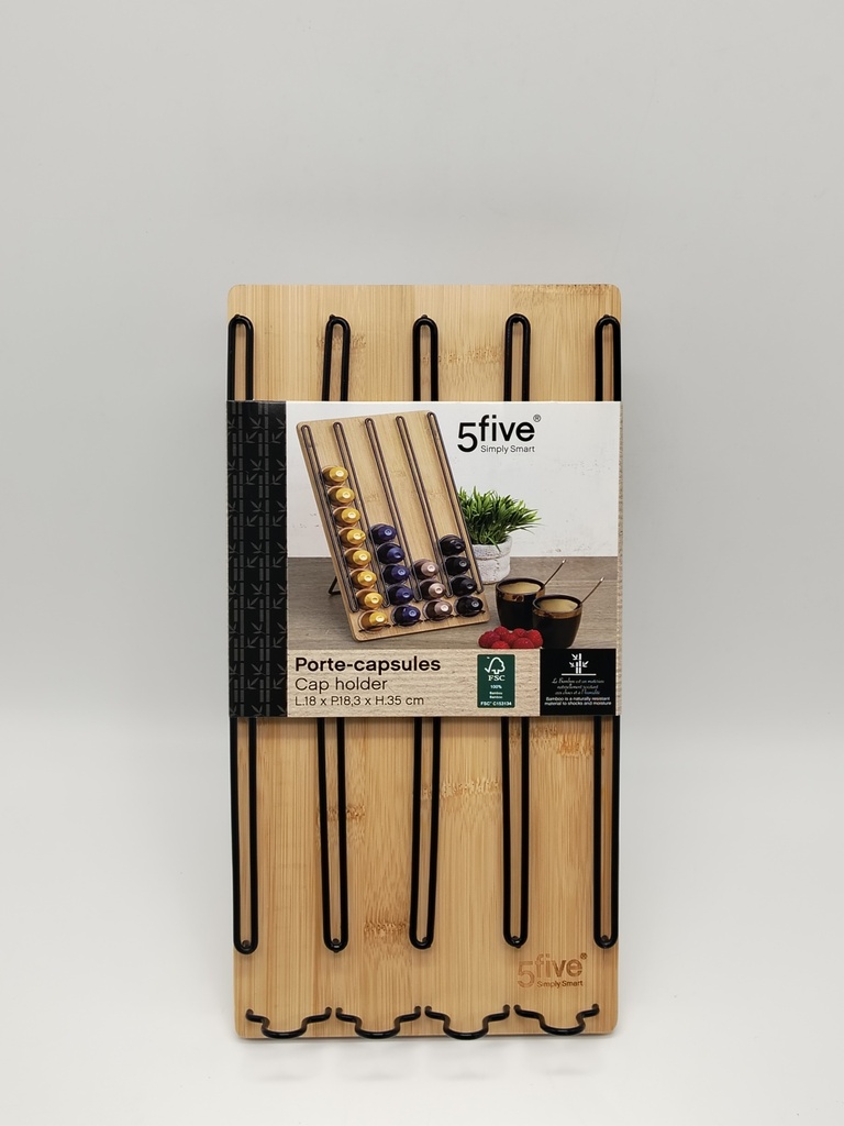 Support à capsules EXPRESSO (Compatible Nespresso) métal &amp; Bois 35x18 cm