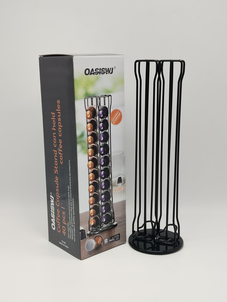 Support à capsules EXPRESSO (Compatible Nespresso) métal noir 37x11 cm
