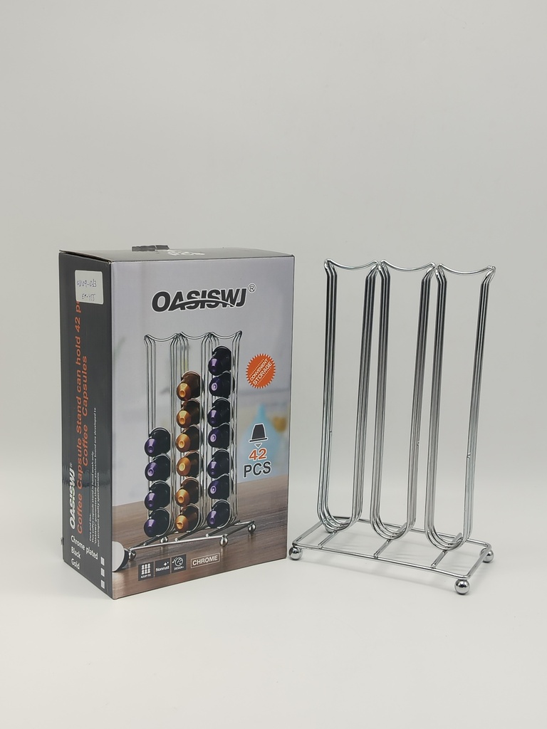 Support à capsules EXPRESSO (Compatible Nespresso) métal inox 25x16x9 cm