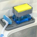 Distributeur liquide vaisselle avec éponge 10x9x14 cm Mix 3 Noir, Blanc, Gris