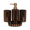 SET SALLE DE BAIN CERAMIQUE 4 PIECES MIX BLANC / NOIR
