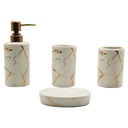 SET SALLE DE BAIN CERAMIQUE 4 PIECES MIX BLANC / NOIR