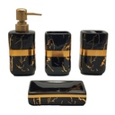 SET SALLE DE BAIN CERAMIQUE 4 PIECES MIX BLANC / NOIR
