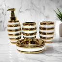 SET SALLE DE BAIN CERAMIQUE 4 PIECES MIX OR / ARGENT
