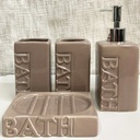 SET SALLE DE BAIN CERAMIQUE 4 PIECES MIX BLANC / NOIR / MARRON