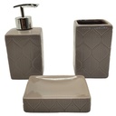 SET SALLE DE BAIN CERAMIQUE 3 PIECES MIX BLANC / MARRON
