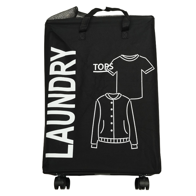 PANIER A LINGE AVEC ROULETTE 39X25X61 CM NOIR
