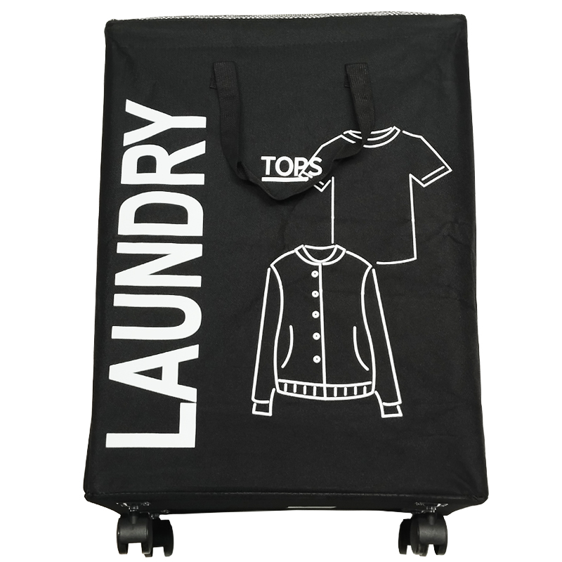 PANIER A LINGE AVEC ROULETTE 42X30X60 CM NOIR