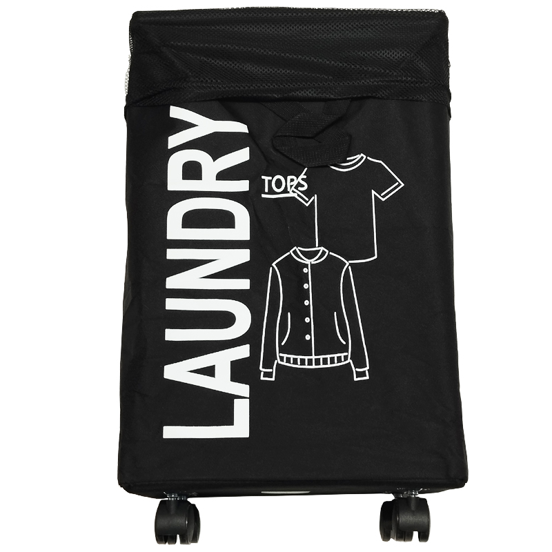 PANIER A LINGE AVEC ROULETTE 32X20X56 CM NOIR