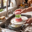 BROSSE AVEC DISTRIBUTEUR SAVON 8X5 CM MIX MAUVE/ROSE/VERT