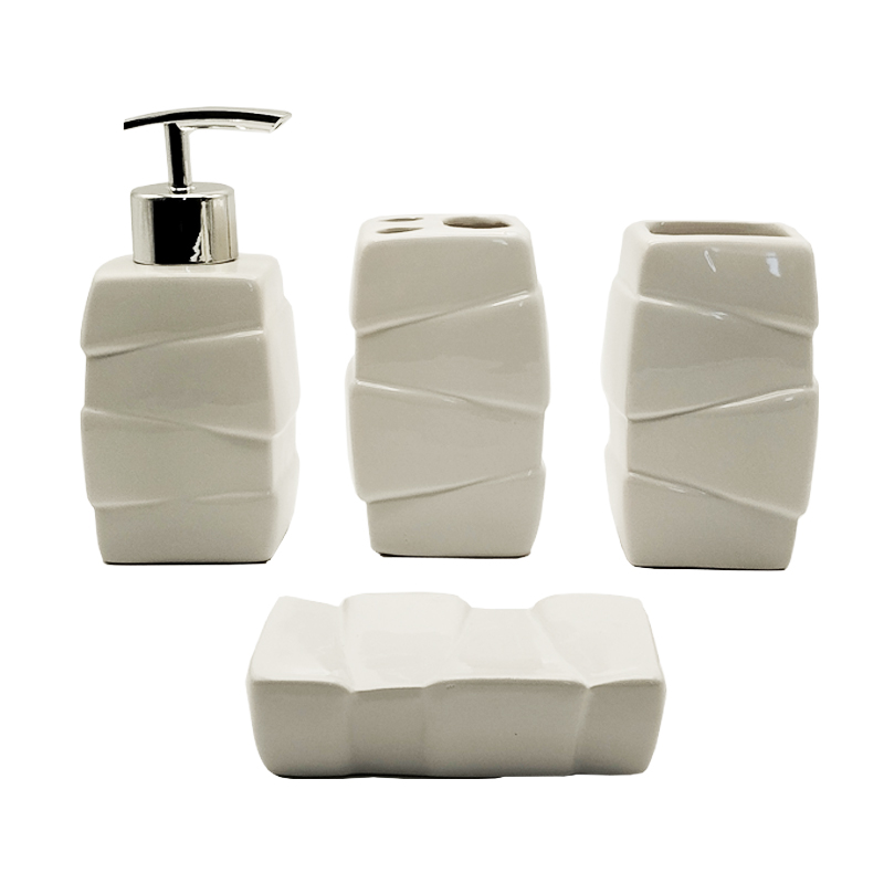 SET SALLE DE BAIN CERAMIQUE 4 PIECES MIX BLANC / NOIR
