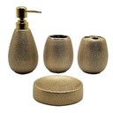 SET SALLE DE BAIN CERAMIQUE 4 PIECES MIX OR / ARGENT