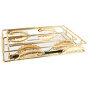 SET 2 PLATEAUX DECO METAL RECTANGULAIRE MODELE OR 17*28 &amp; 22*33 CM