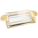 SET 2 PLATEAUX DECO METAL RECTANGULAIRE MODELE OR 17*40 &amp; 22*45 CM